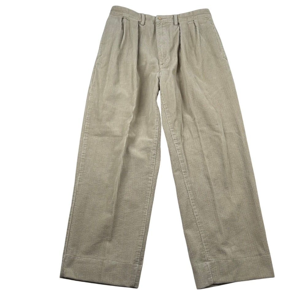 Vintage Polo Ralph Lauren Corduroy Pants Mens 30x27 Pleated Tan Beige Cords 90s